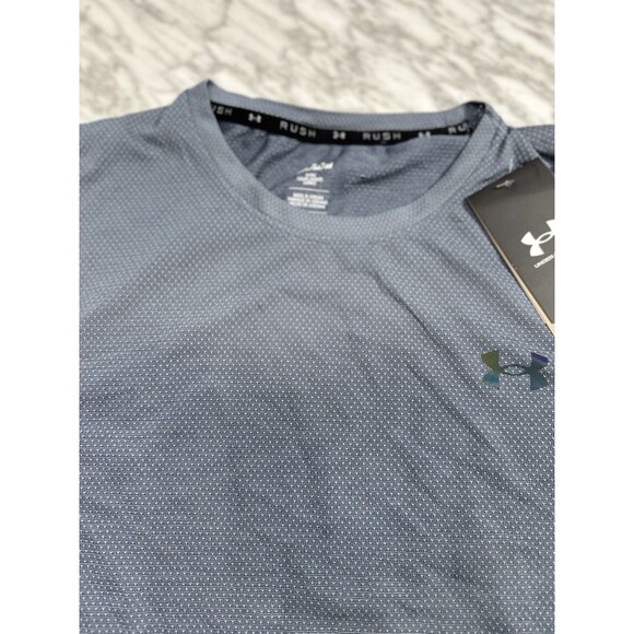 Under Armour UA Rush Men's Jersey Medium Fitted Seamless Legacy Blue running - Picture 8 of 8